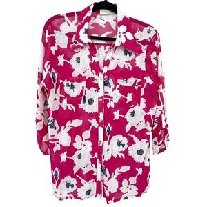 Ember Floral‎ Top Semi-Sheer Burnout Fuchsia Pink White Black Boho Chic Feminine